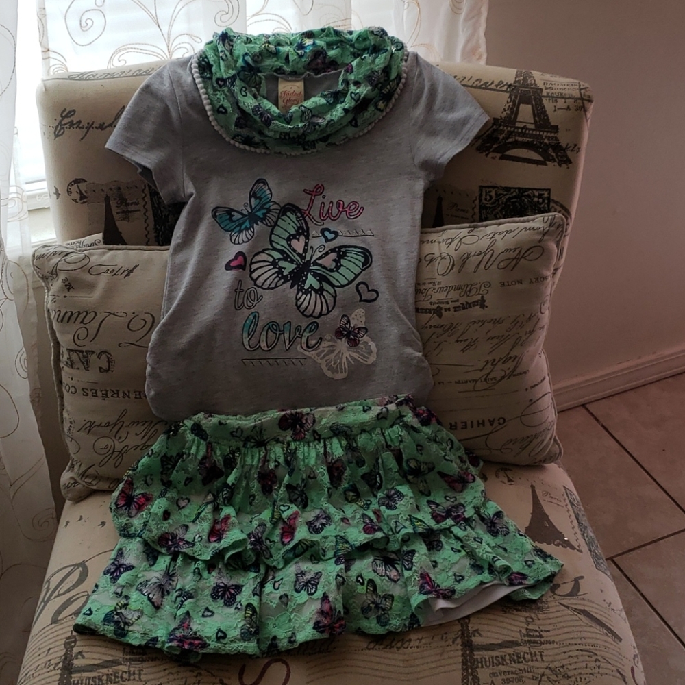 Little girl skirt ( with built-in shorts) set